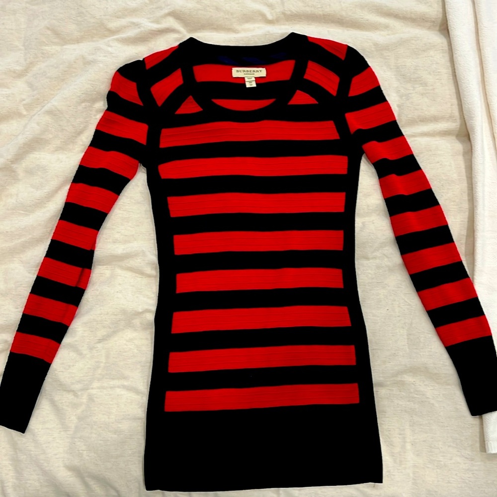 Burberry XS long striped sweater 70% silk/30% cotton